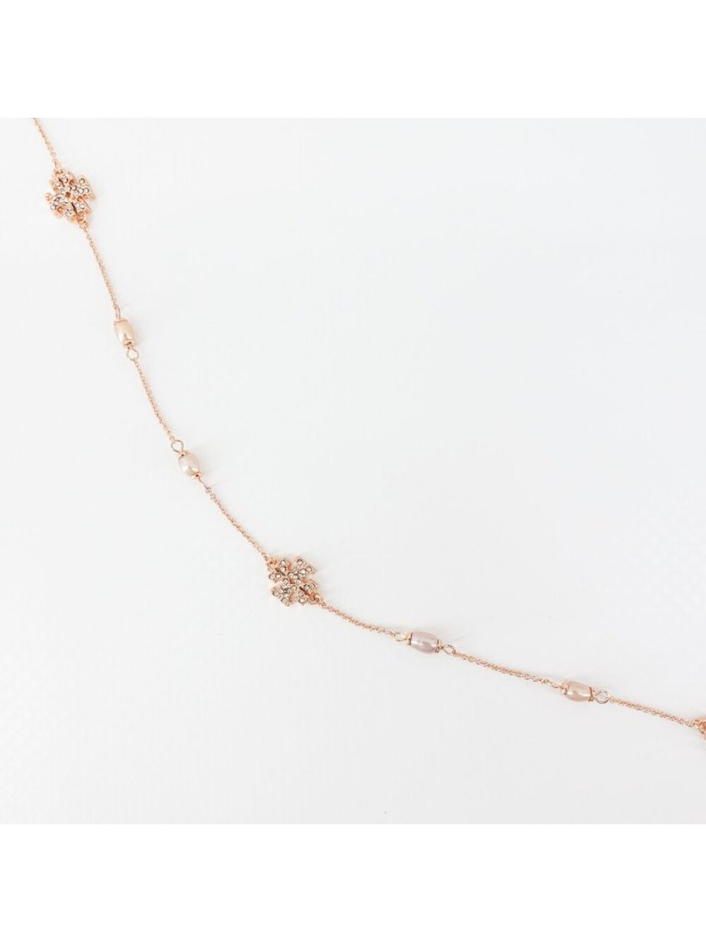 Tory Burch Gemstones and Pearl Necklace Rose Gold OS